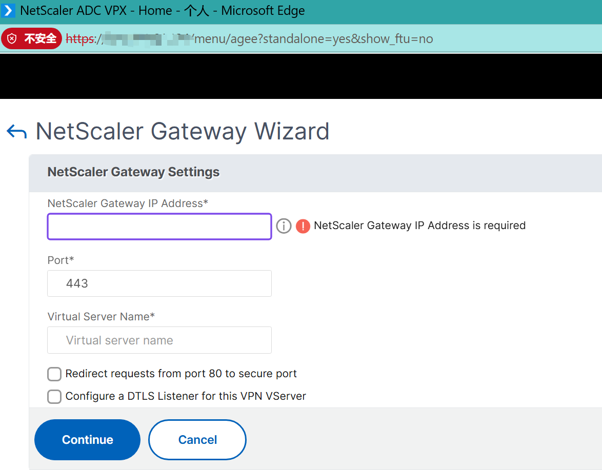 打开 NetScaler Gateway Wizard